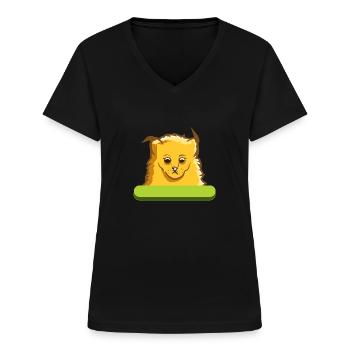 Lynx Cat Big Cat Wild Cat Wild Cat Gift - Women's V-neck T-shirt - black - Front - Lela (165cm)