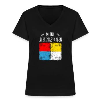 Mainzer Fastnacht Farben - Frauen-T-Shirt mit V-Ausschnitt - Schwarz - Vorne - Lela (165cm)