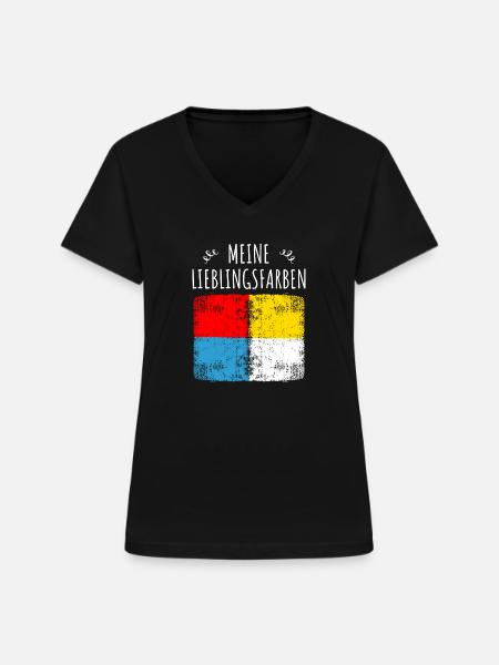 Mainzer Fastnacht Farben - Frauen-T-Shirt mit V-Ausschnitt - Schwarz
