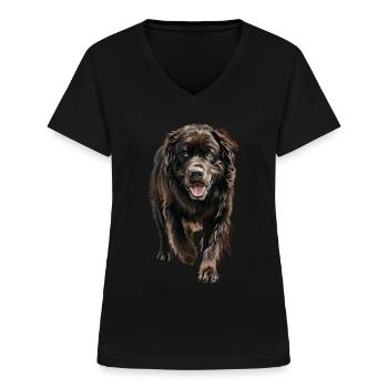 Neufundland - Frauen-T-Shirt mit V-Ausschnitt - Schwarz - Vorne - Lela (165cm)