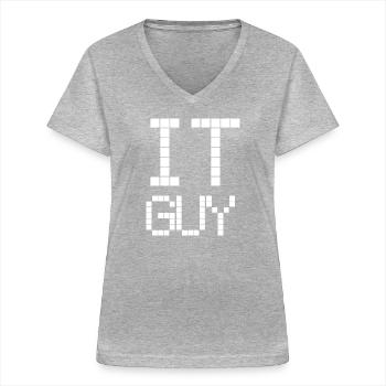 IT GUY | Nerd | | Computers Computer science - Women's V-neck T-shirt - sports grey - Front - Lela (165cm)