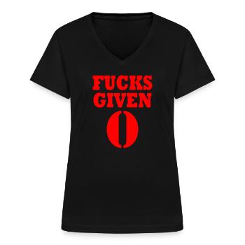 Zero fucks given - Frauen-T-Shirt mit V-Ausschnitt - Schwarz - Vorne - Lela (165cm)