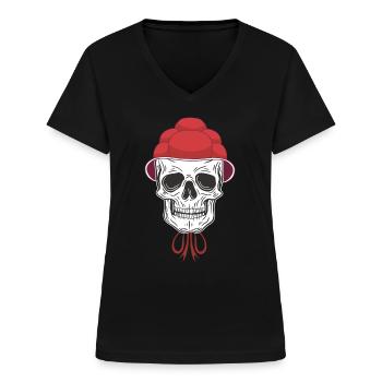 Schwarzwaldmädel Bollenhut - Frauen-T-Shirt mit V-Ausschnitt - Schwarz - Vorne - Lela (165cm)