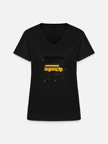 Einschulung - Frauen-T-Shirt mit V-Ausschnitt - Schwarz