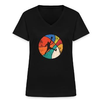 basketball basketballer - Frauen-T-Shirt mit V-Ausschnitt - Schwarz - Vorne - Lela (165cm)