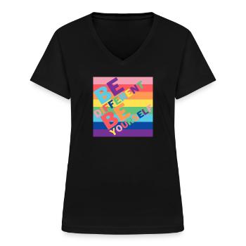 Be different - Women's V-neck T-shirt - black - Front - Lela (165cm)