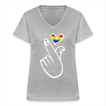 Lgbt lgbtq - Frauen-T-Shirt mit V-Ausschnitt - Grau meliert - Vorne - Lela (165cm)