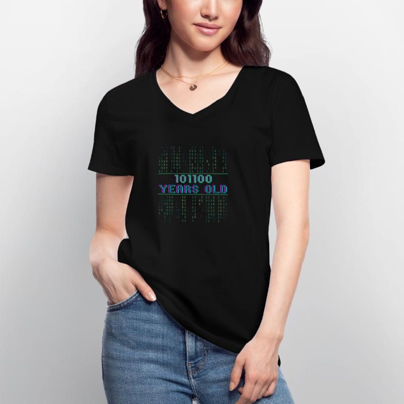 44e anniversaire 44 ans codeur de code binaire T-shirt col V Femme