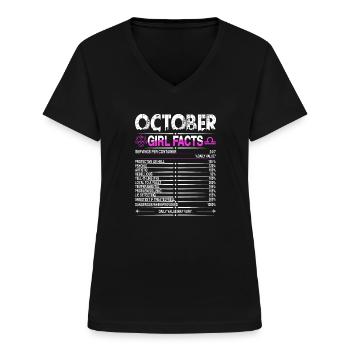 Oktober Waage Mädchen Fakten - Frauen-T-Shirt mit V-Ausschnitt - Schwarz - Vorne - Lela (165cm)