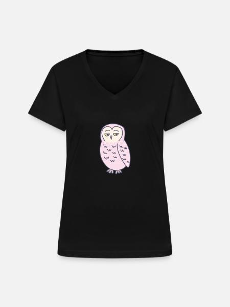 Eule Genervt Lustig - Frauen-T-Shirt mit V-Ausschnitt - Schwarz