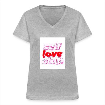 Self love club - T-shirt col V Femme - gris chiné - Devant - Lela (165cm)