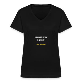 Homeoffice... - Frauen-T-Shirt mit V-Ausschnitt - Schwarz - Vorne - Lela (165cm)