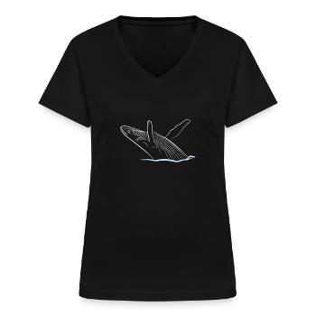 Wal - Frauen-T-Shirt mit V-Ausschnitt - Schwarz - Vorne - Lela (165cm)