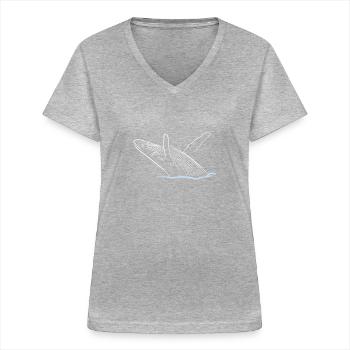 Wal - Frauen-T-Shirt mit V-Ausschnitt - Grau meliert - Vorne - Lela (165cm)