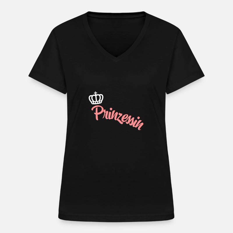 Funny design for a little princess - Women's V-neck T-shirt - black