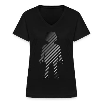 Playmobil Figur Im Schattenstyle - Frauen-T-Shirt mit V-Ausschnitt - Schwarz - Vorne - Lela (165cm)