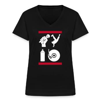 The 4 Elements of Hip-Hop - Women's V-neck T-shirt - black - Front - Lela (165cm)