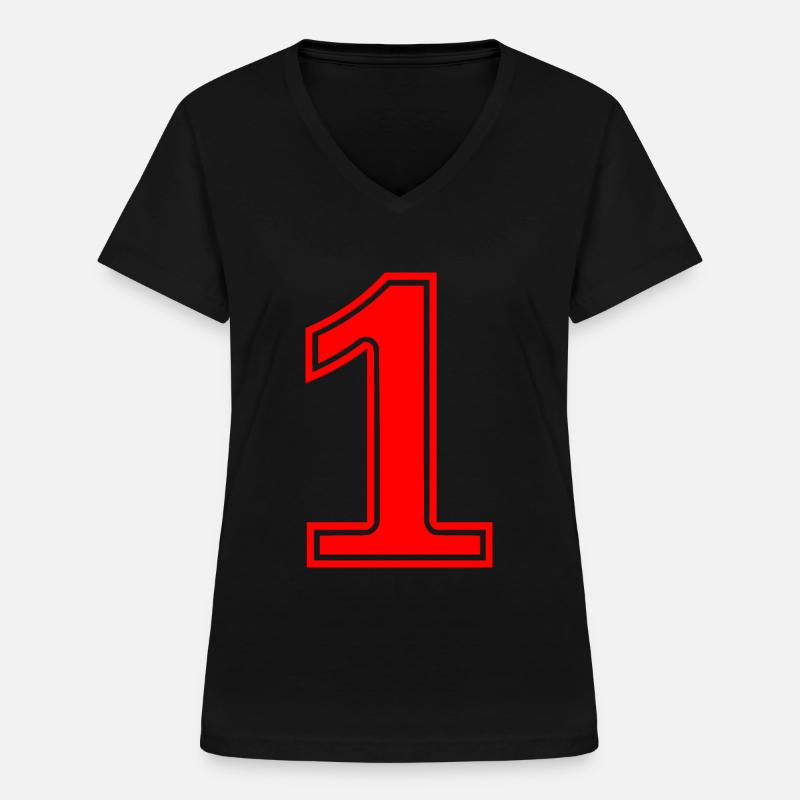 1 - T-shirt med V-ringning dam - svart