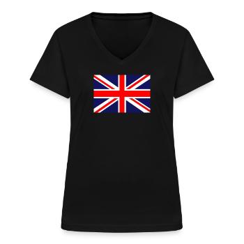 Grande-Bretagne drapeau britannique drapeau - T-shirt col V Femme - noir - Devant - Lela (165cm)