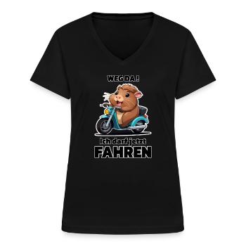 Motorrad Mofa Führerschein Bestanden - Frauen-T-Shirt mit V-Ausschnitt - Schwarz - Vorne - Lela (165cm)