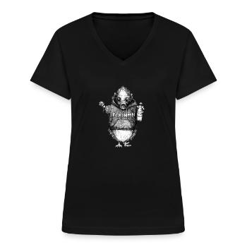 Igel Rebellion V - Frauen-T-Shirt mit V-Ausschnitt - Schwarz - Vorne - Lela (165cm)