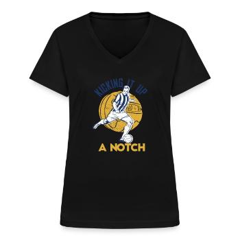 Kicking It Up A Notch Retro Cool Football Designs - Frauen-T-Shirt mit V-Ausschnitt - Schwarz - Vorne - Lela (165cm)