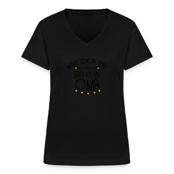 Oma - Frauen-T-Shirt mit V-Ausschnitt - Schwarz - Vorne - Lela (165cm)