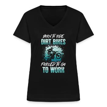 Dirt Bike Motocross Offroad Motorrad Dirt Biker - Frauen-T-Shirt mit V-Ausschnitt - Schwarz - Vorne - Lela (165cm)