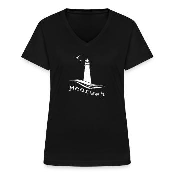 Meerweh - Frauen-T-Shirt mit V-Ausschnitt - Schwarz - Vorne - Lela (165cm)
