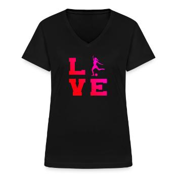 Women's Football Matches Football Players - Women's V-neck T-shirt - black - Front - Lela (165cm)