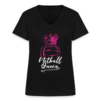 Netball-Königin - Frauen-T-Shirt mit V-Ausschnitt - Schwarz - Vorne - Lela (165cm)