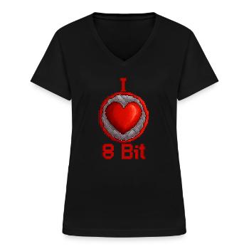 J’adore 8bit - T-shirt col V Femme - noir - Devant - Lela (165cm)