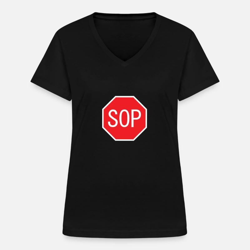 SOP shield - Women's V-neck T-shirt - black