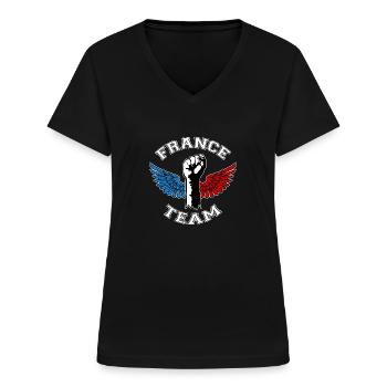 Team france design - T-shirt col V Femme - noir - Devant - Lela (165cm)