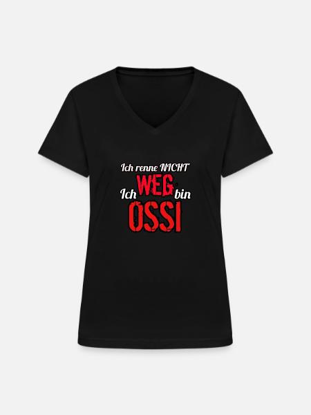 Ossi - Frauen-T-Shirt mit V-Ausschnitt - Schwarz