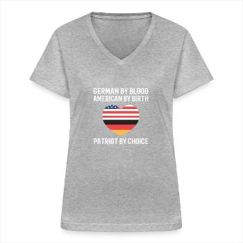 Amerikanisch Deutsch - Frauen-T-Shirt mit V-Ausschnitt - Grau meliert - Vorne - Lela (165cm)
