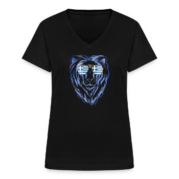 Grèce - T-shirt col V Femme - noir - Devant - Lela (165cm)
