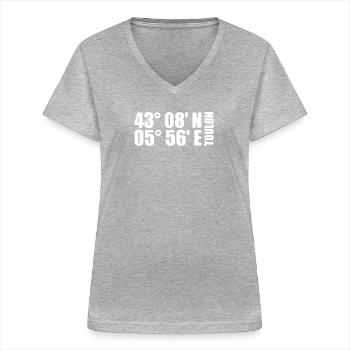 Toulon Coordinates - Women's V-neck T-shirt - sports grey - Front - Lela (165cm)