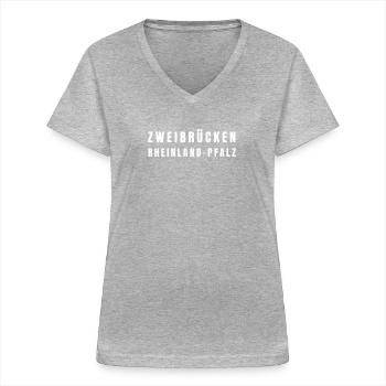 Zweibrücken, Rhénanie-Palatinat - T-shirt col V Femme - gris chiné - Devant - Lela (165cm)