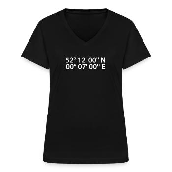 Cambridge Koordinaten - Frauen-T-Shirt mit V-Ausschnitt - Schwarz - Vorne - Lela (165cm)