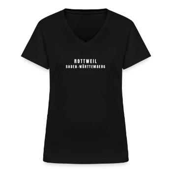 Rottweil Baden-Württemberg - Frauen-T-Shirt mit V-Ausschnitt - Schwarz - Vorne - Lela (165cm)