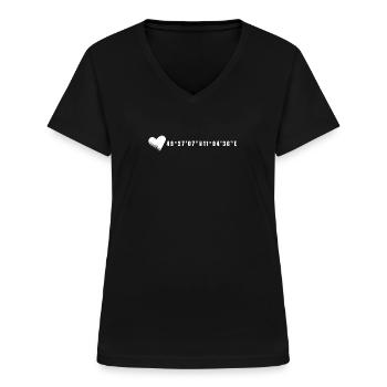 Nürnberg Herz Koordinaten - Frauen-T-Shirt mit V-Ausschnitt - Schwarz - Vorne - Lela (165cm)