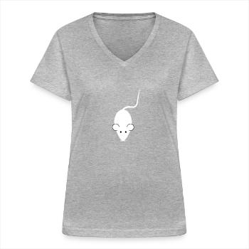 Maus - Frauen-T-Shirt mit V-Ausschnitt - Grau meliert - Vorne - Lela (165cm)