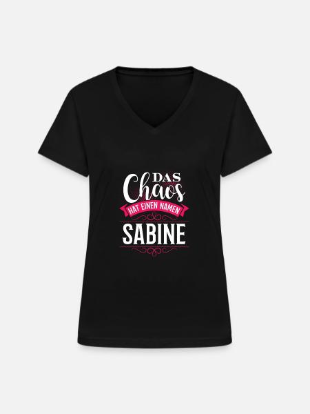 SABINE - chaos - Frauen-T-Shirt mit V-Ausschnitt - Schwarz