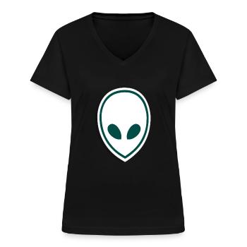 comic - Frauen-T-Shirt mit V-Ausschnitt - Schwarz - Vorne - Lela (165cm)