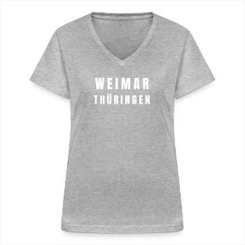Weimar, Thuringe - T-shirt col V Femme - gris chiné - Devant - Lela (165cm)