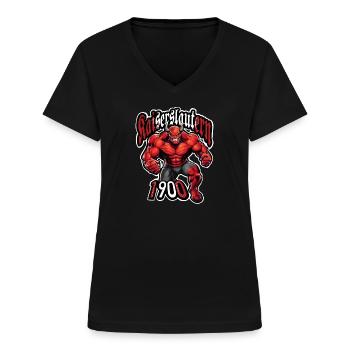 BEESART8 KAISERSLAUTERN 1900 TEUFEL - Frauen-T-Shirt mit V-Ausschnitt - Schwarz - Vorne - Lela (165cm)