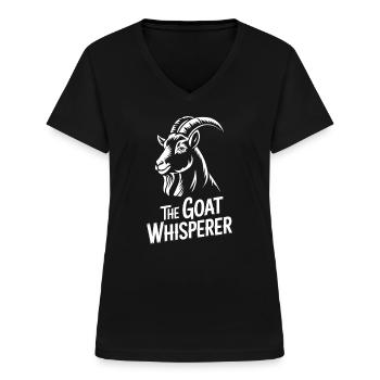  The Goat Whisperer Lustiges Ziegen Whisperer - Frauen-T-Shirt mit V-Ausschnitt - Schwarz - Vorne - Lela (165cm)