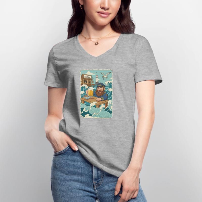Dernier pub de la mer du Nord T-shirt col V Femme