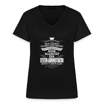 SYSTEM-ADMINISTRATOR - Frauen-T-Shirt mit V-Ausschnitt - Schwarz - Vorne - Lela (165cm)